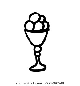 vector ice cream doodle glass