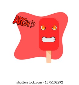 Vector ice cream with face angry