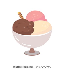 Vector ice cream flat icon. Melting ice cream dessert isolated on white background. flat design element.
