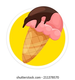 Vector Ice Cream Flat Round Icon
