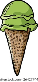 sabor de greentea de sorvete vetorial - desenho à mão ilustração simples