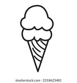 VECTOR ICE CREAM ICON WITH BLACK LINE STYLE. GREAT FOR SYMBOLS AND DESIGN ELEMENTS