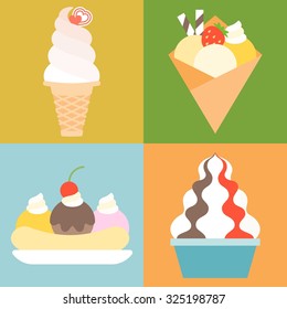 Vector ice cream icon, flat design