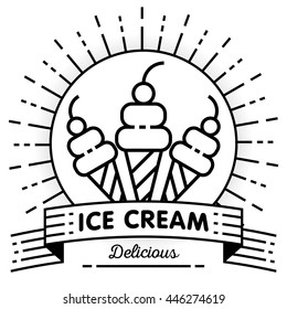 Vector Ice Cream Icon with Linear Style