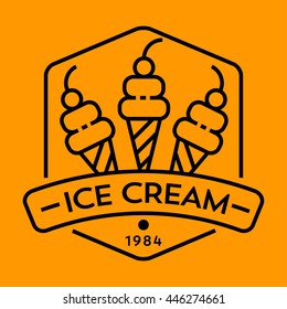 Vector Ice Cream Icon with Linear Style