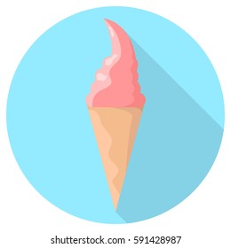 Vector ice cream icon with long shadow