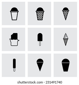 Vector ice cream icon set on grey background