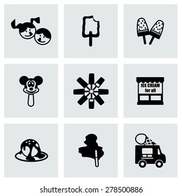 Vector Ice cream icon set on grey background