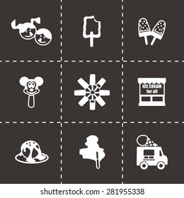 Vector Ice cream icon set on black background
