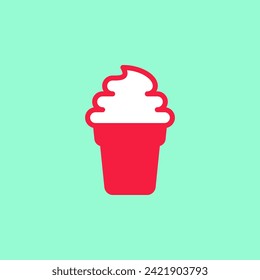 Vector ice cream icon template. Vanilla dessert symbol illustration. Modern frozen sweet food pictogram. Shop sundae department sign