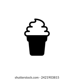 Vector ice cream icon template. Modern sundae symbol illustration. Sweet frozen dessert in cone. Gelato shop department sign