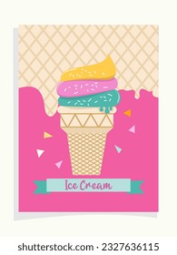 vector ice cream illustration with an ascream theme background