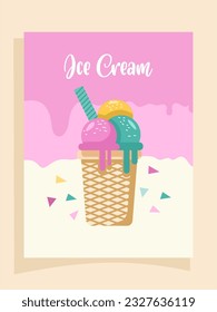 vector ice cream illustration with an ascream theme background