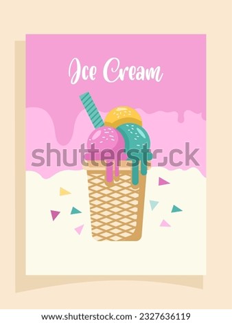 vector ice cream illustration with an ascream theme background