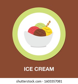 Vector Ice Cream Illustration Isolated. Summer Dessert Food - Ice Cream Symbol