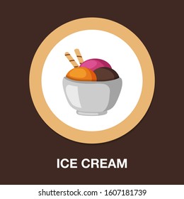 Vector Ice Cream Illustration Isolated. Summer Dessert Food - Ice Cream Symbol