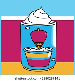 Vector ice cream, vector illustration, retro ice cream, summer illustration