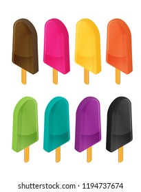 Vector ice cream illustration set in isometric flat style
