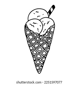 vector ice cream illustrations drawn by hand isolated on background - Vector doodle