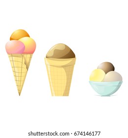 vector ice cream illustrations isolated on white