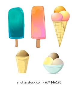 vector ice cream illustrations isolated on white, improved version