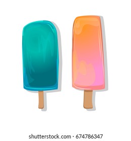 Vector ice cream illustrations, isolated on white background, two ice-creams