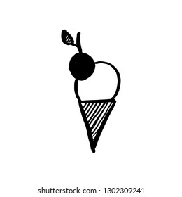 Vector ice cream isolated on white. Vector hand drawn sketch ice cream.