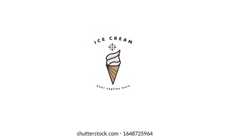 vector ice cream logo design, simple and attractive concept
