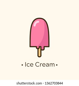 Vector ice cream logo in flat style. Doodle ice cream logotype for gelateria shop