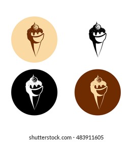 Vector ice cream logo icon set. The original icons for menu list, logo and signboard. Flat design. Isolated vector illustration.