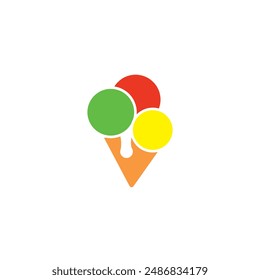 Vector ice cream logo template. Sweet dessert in waffle cone logotype background. Candy concept for cafe, cafeteria, restaurant, stall. Line street food symbol illustration