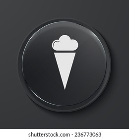 Vector ice cream modern black glass circle icon. Eps10