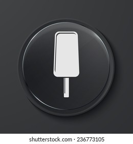 Vector ice cream modern black glass circle icon. Eps10