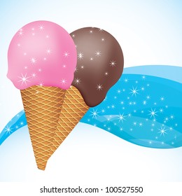 vector ice cream on an abstract background
