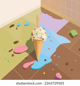 Vector the ice cream on the floor vector illustration