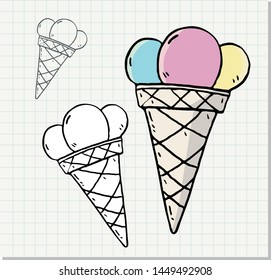 vector ice cream on paper background 