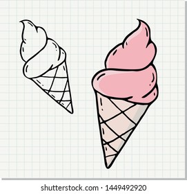 vector ice cream on paper background 