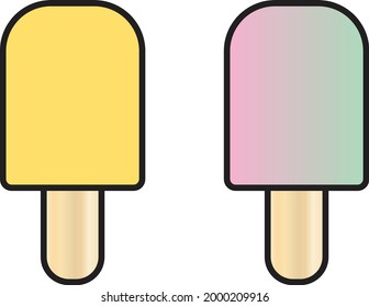 vector ice cream on a popsicle stick black outline 2 options