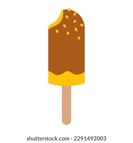 Helado vectorial sobre palo. Helado en helados de chocolate. Ilustración del pastel esquimal en diseño plano.