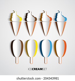 Vector Ice Cream from paper isolated on background