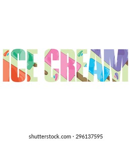 Vector ice cream  poster with double exposure effect