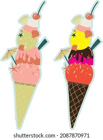 Vector ice cream print design with 2 different colors.