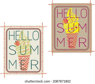 Vector ice cream print design with 2 different colors.