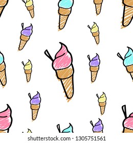 Vector ice cream seamless pattern