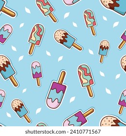 Vector ice cream seamless pattern background