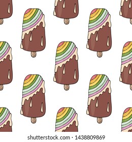 Vector ice cream vector seamless pattern.Trendy seamless pattern with Ice cream modern summer fashion print background.