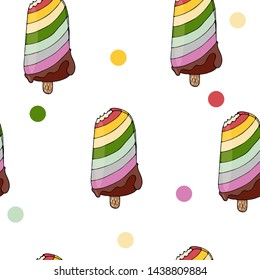 Vector ice cream vector seamless pattern.Trendy seamless pattern with Ice cream modern summer fashion print background.