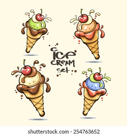 vector. ice cream set