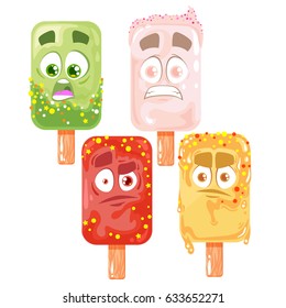 Vector ice cream set of character illustration isolated on white background.