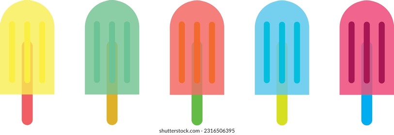 Vector ice cream set, ice creams with different flavor and colors